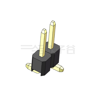 Pitch 2.54mm 180°单排 H2.0W2.5 SMT+CAP 排针 PC: 4.8MM 02Pin 黑色 镀全金G/F